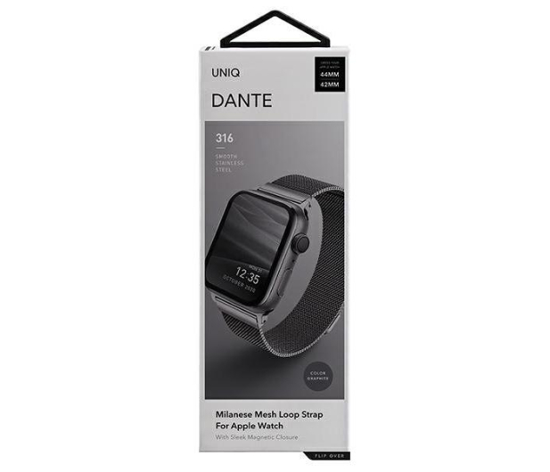 Uniq Pasek Dante Apple Watch Series 1/2/3/4/5/6/7/8/9/SE/SE2 42/44/45mm Stainless Steel grafitowy/graphite - 1082113 - zdjęcie 2